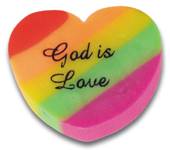 A994 - Gomma "God is love" Cuore arcobaleno