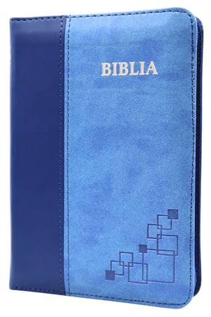 Bibbia in rumeno bicolore blu con cerniera - 16202