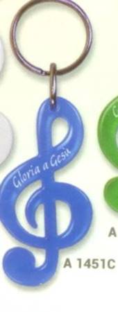 A1451C - Portachiavi Chiave di violino Gloria a Gesù Blu
