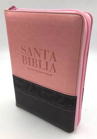 Biblia RVR60 Letra Grande Compacta índice Cierre Rosa/Marrón (Similpelle)