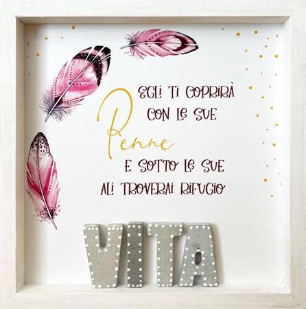 Quadro in legno bianco Salmo 91 Vita