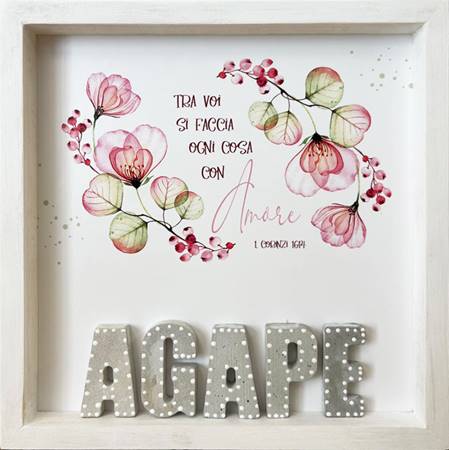 Quadro in legno bianco 1 Corinzi 16 Agape