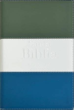 RVR60 Biblia Letra Grande Tricolor Gris-Crema-Azul con Cierre e Índice