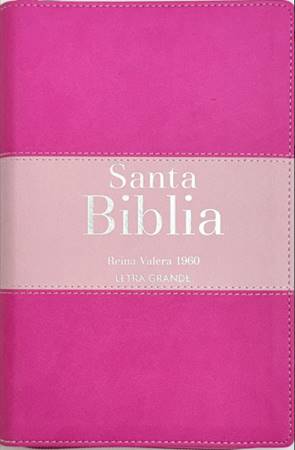 RVR60 Biblia Letra Grande Tricolor Rosa Oscuro-Rosa Claro con Cierre e Índice