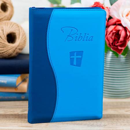 NTR Bibbia in rumeno in similpelle bicolore blu/azzurro - 18282