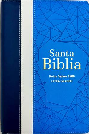 RVR60 Biblia Letra Grande Tricolor Azúl Claro Crema Claro Azúl Marino