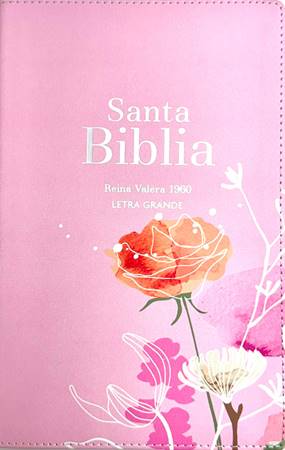 RVR60 Biblia Letra Grande Rosa con Flores