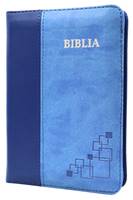 Bibbia in rumeno bicolore blu con cerniera - 16202 (Similpelle)