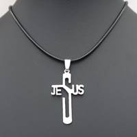 Collana Jesus/Croce con corda nera