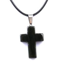 Collana Croce in pietra naturale nera
