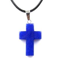 Collana Croce in pietra naturale blu