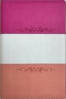 RVR60 Biblia Letra Grande Tricolor Fucsia-Crema-Melón con Cierre e Índice (Similpelle)