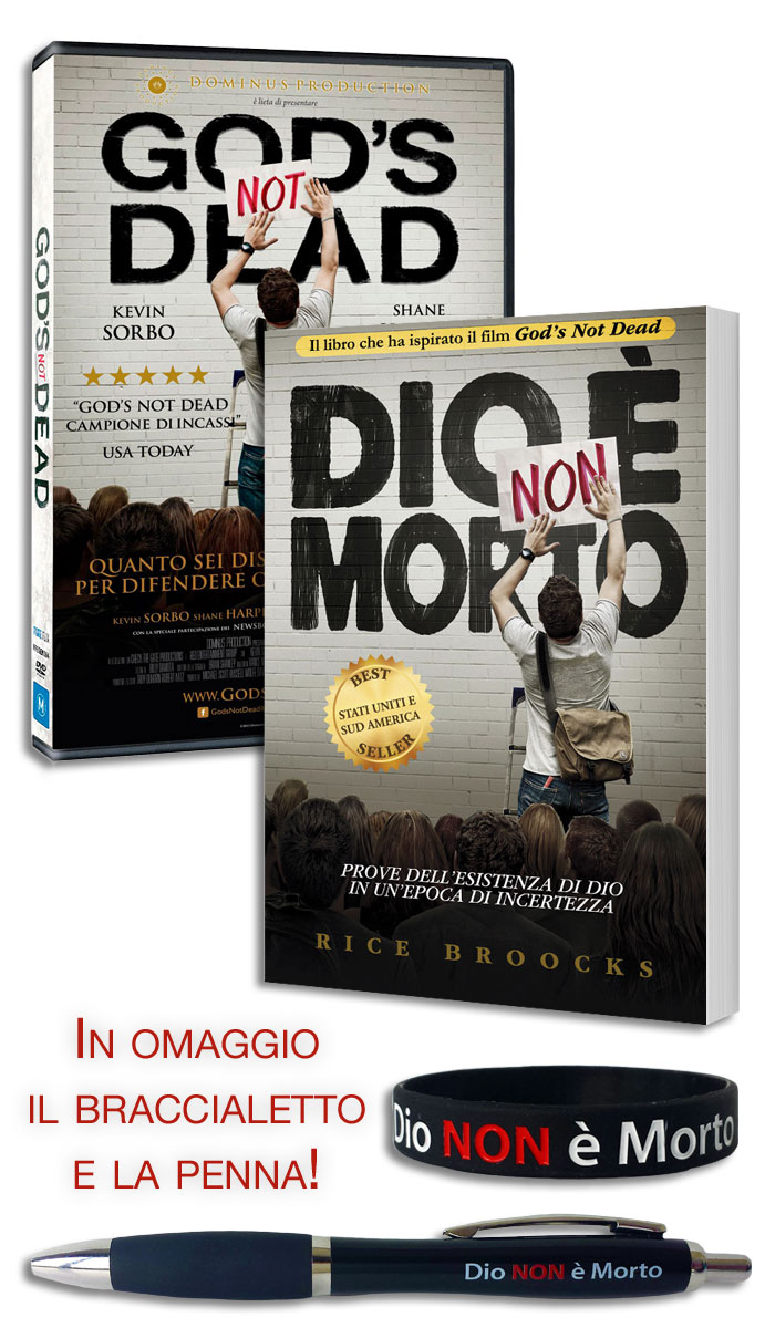 Offerta Dio non è morto: Libro + DVD + Braccialetto + Penna in Inglese "God's not dead"