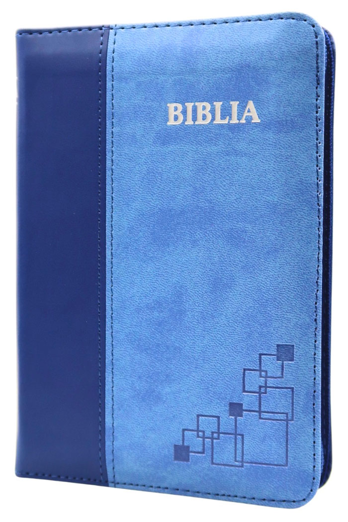 Bibbia in rumeno bicolore blu con cerniera - 16202