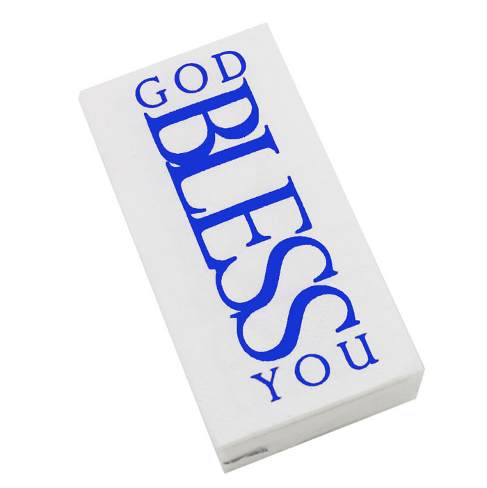 Fazzoletti "God bless you" Blu - Pacchetto singolo