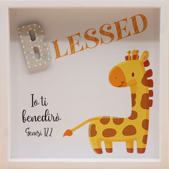 Quadro in legno Blessed - Giraffa Genesi 12:2 (#416)
