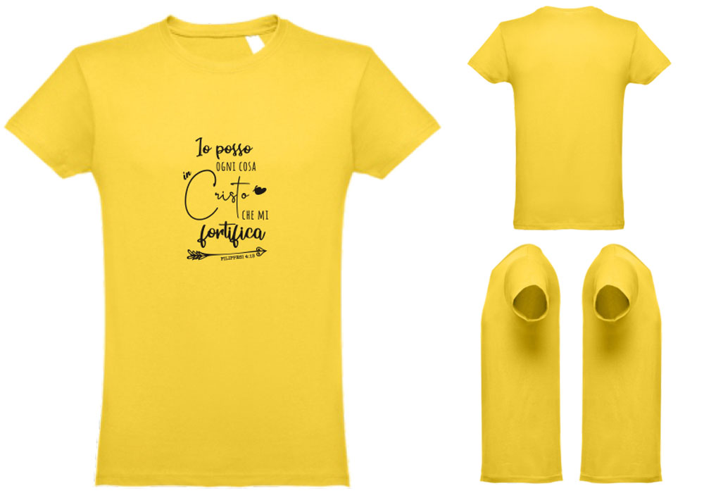 T-shirt gialla da uomo "Io posso ogni cosa" - Taglia XL
