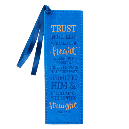 Segnalibro in similpelle blu Trust in the Lord
