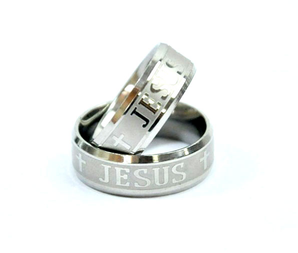 Anello "Jesus" argentato - Misura 9