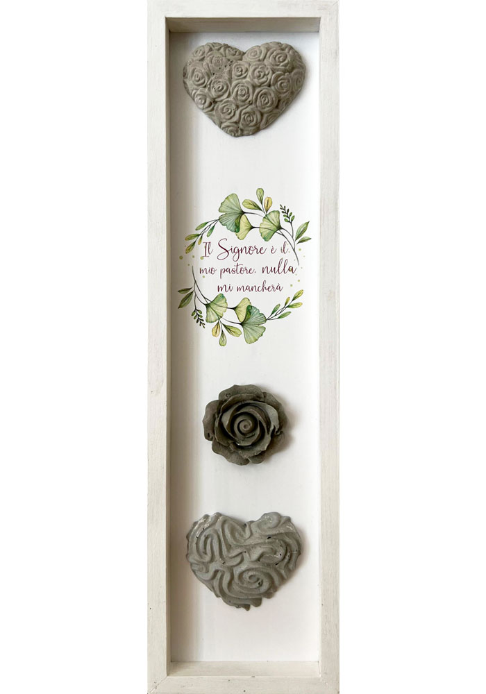 Quadro in legno bianco Salmo 23 Cuori