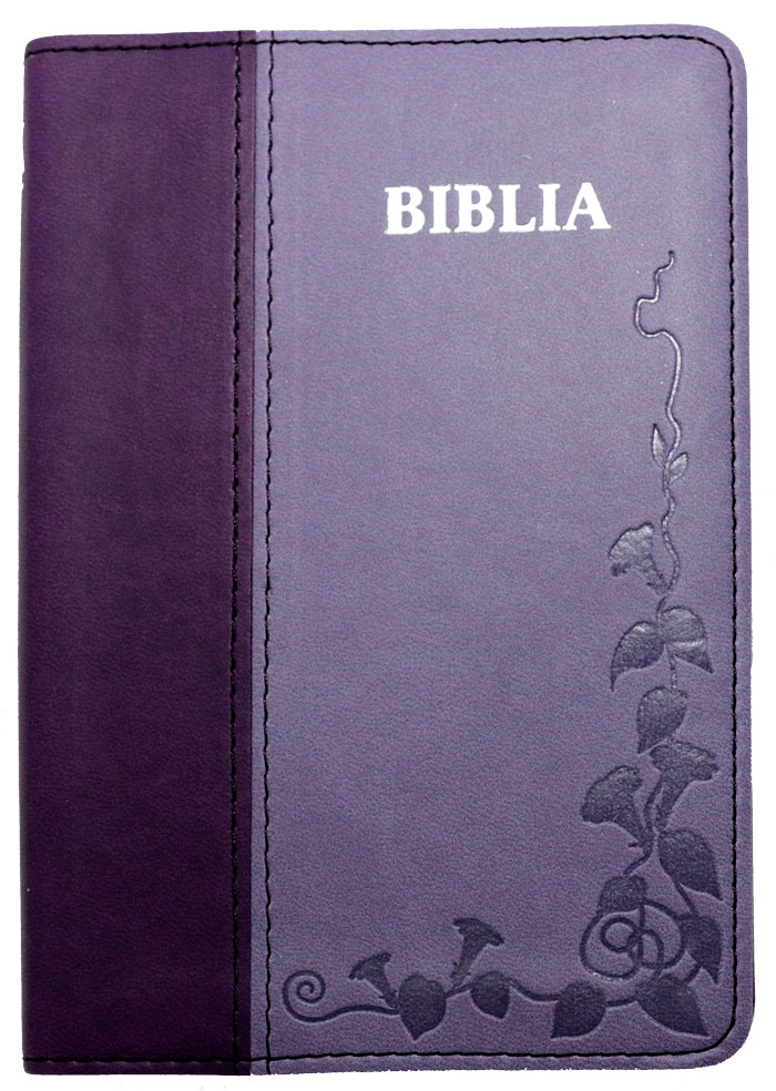 Bibbia in rumeno bicolore viola con cerniera - 16203
