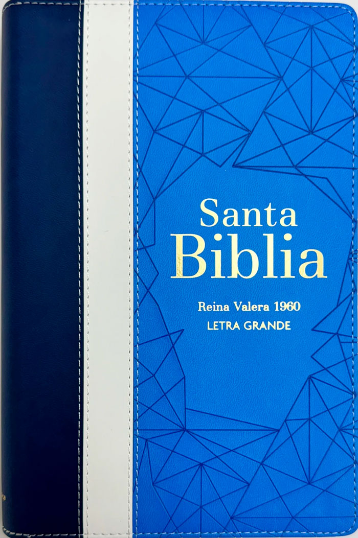 RVR60 Biblia Letra Grande Tricolor Azúl Claro Crema Claro Azúl Marino