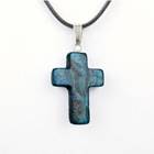 Collana Croce in pietra naturale blu cobalto con venature